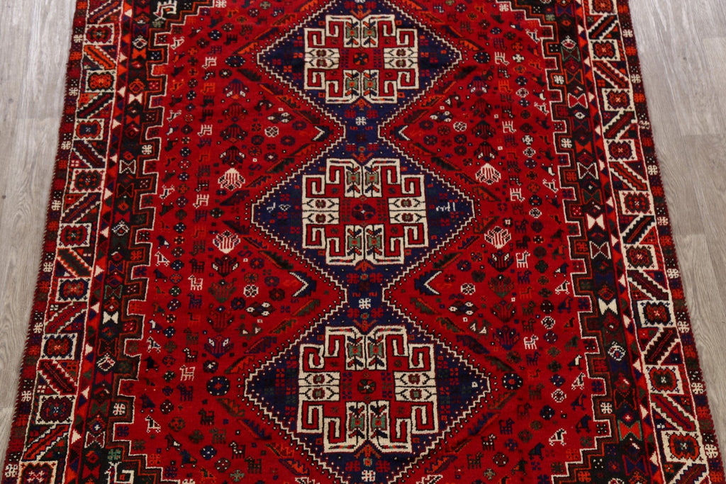 Vintage Tribal Geometric Shiraz Persian Area Rug 6x10