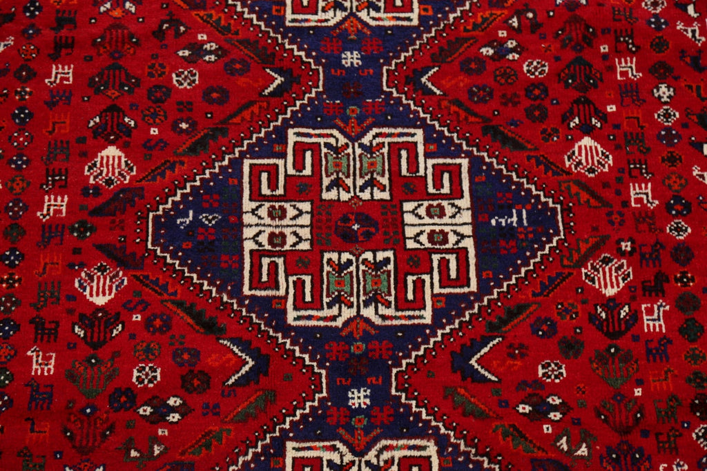 Vintage Tribal Geometric Shiraz Persian Area Rug 6x10