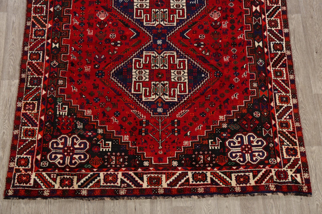 Vintage Tribal Geometric Shiraz Persian Area Rug 6x10