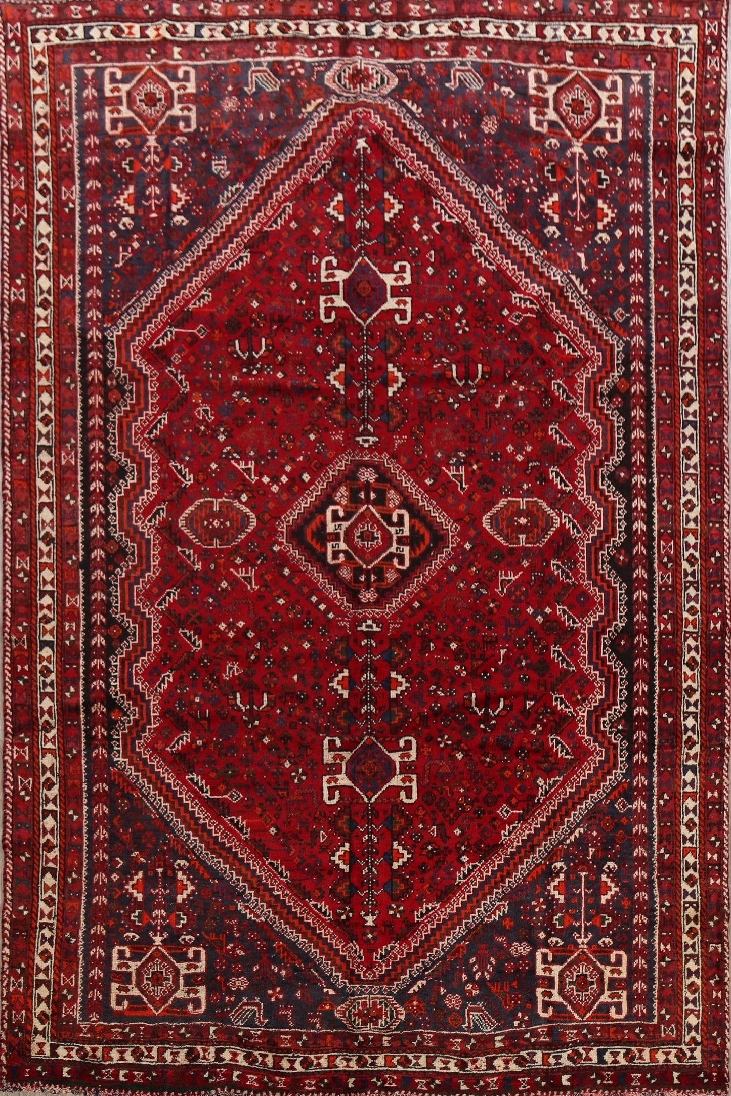 Tribal Geometric Red Shiraz Persian Area Rug 7x10