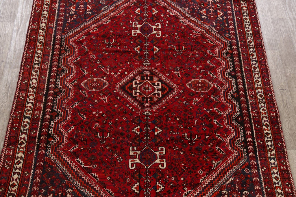 Tribal Geometric Red Shiraz Persian Area Rug 7x10