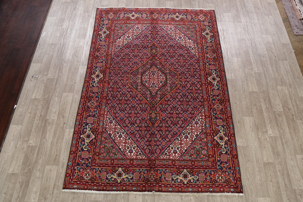 Navy Blue Geometric Tabriz Persian Area Rug 7x10