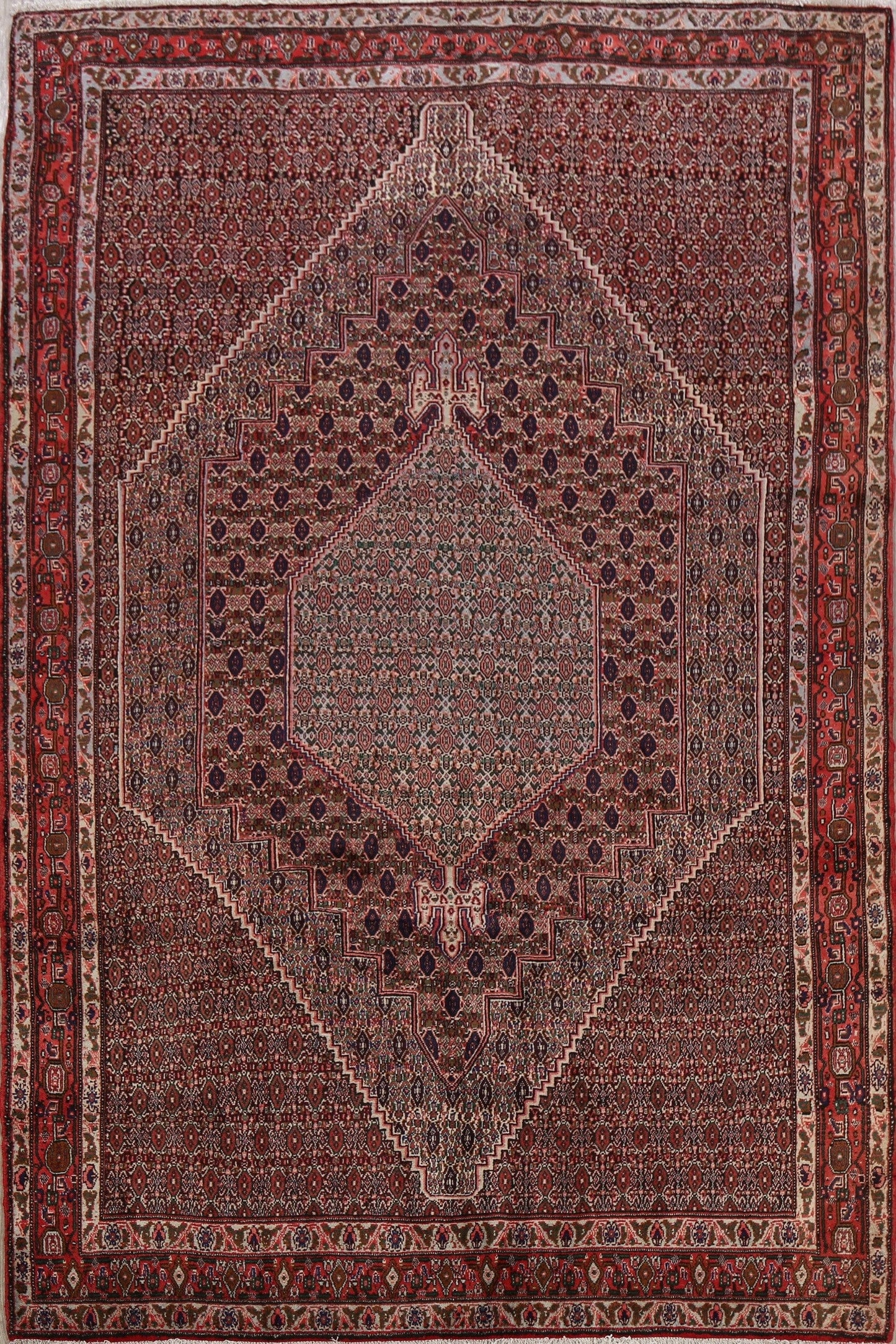 Vintage Geometric Bidjar Persian Area Rug 7x9