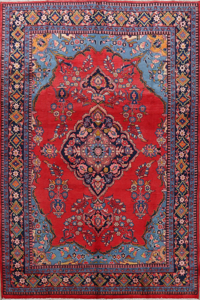 Floral Red Sarouk Persian Area Rug 7x10