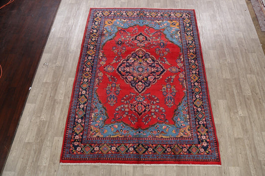 Floral Red Sarouk Persian Area Rug 7x10