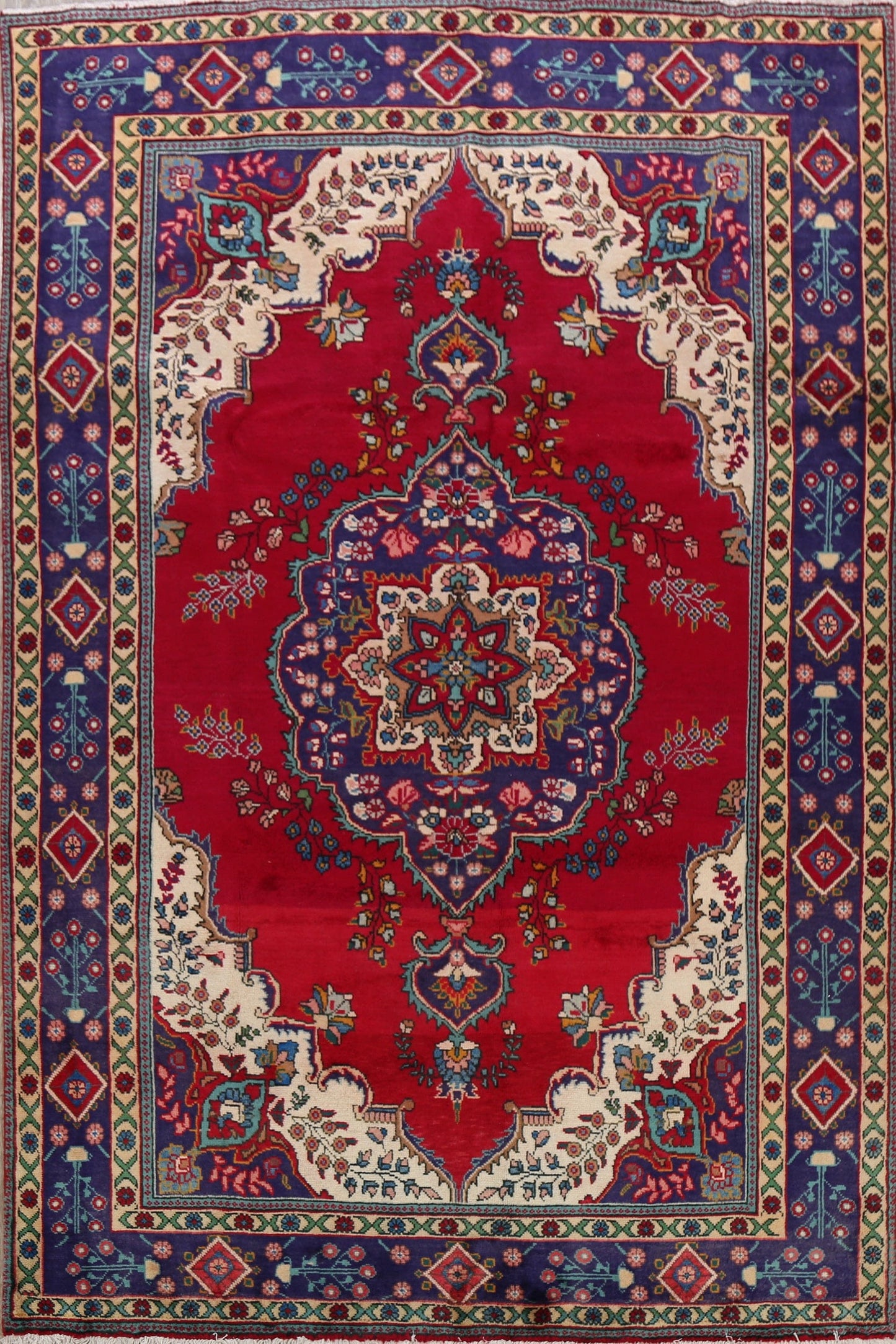 Floral Red Tabriz Persian Area Rug 7x10