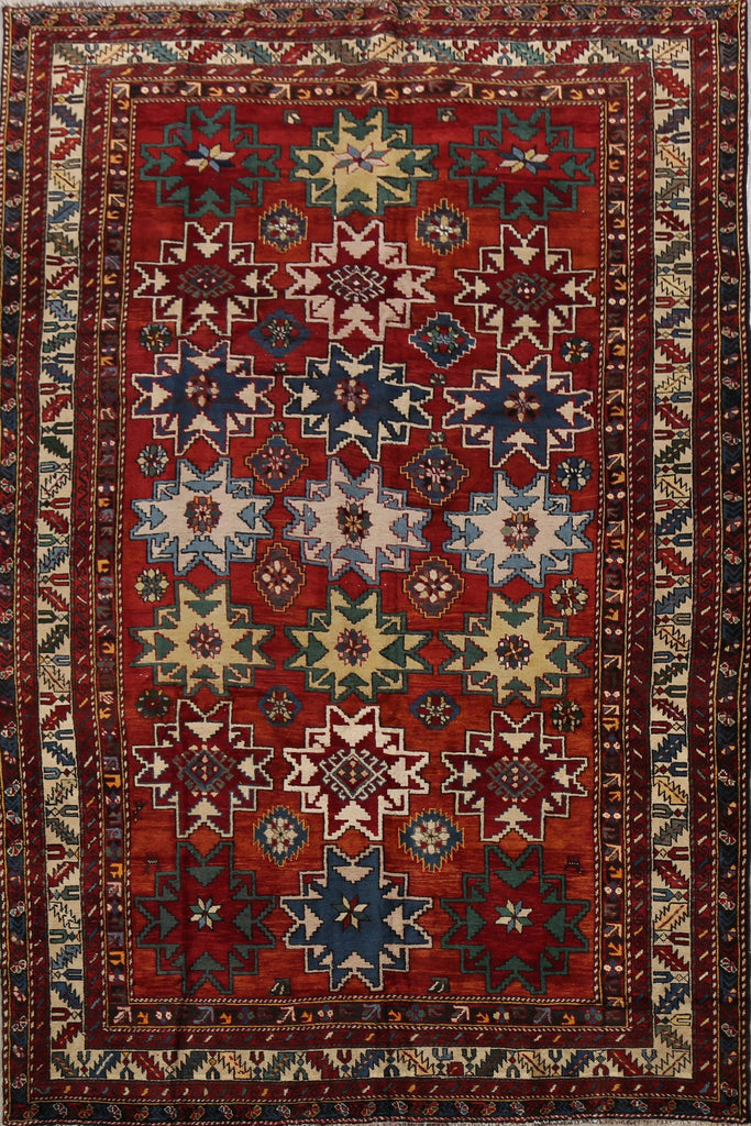 Antique 100% Vegetable Dye Kazak Russian Area Rug 7x10