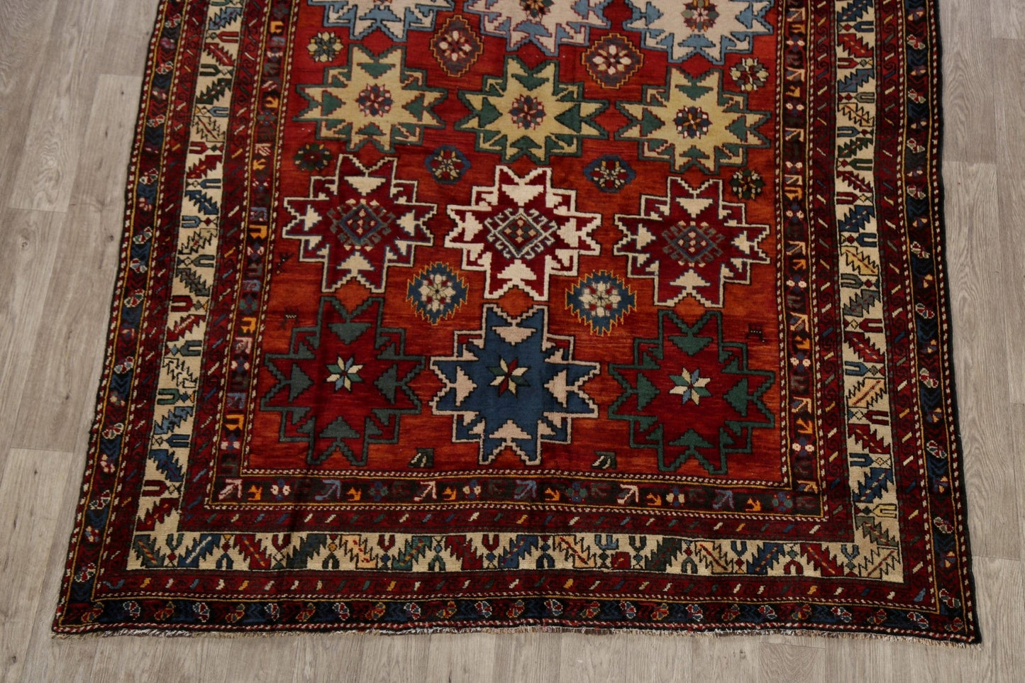 Antique 100% Vegetable Dye Kazak Russian Area Rug 7x10