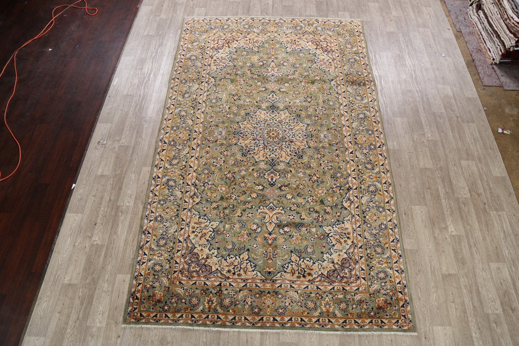 Vintage Green Floral Najafabad Persian Area Rug 7x12