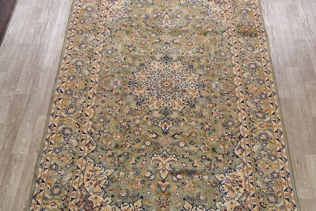 Vintage Green Floral Najafabad Persian Area Rug 7x12