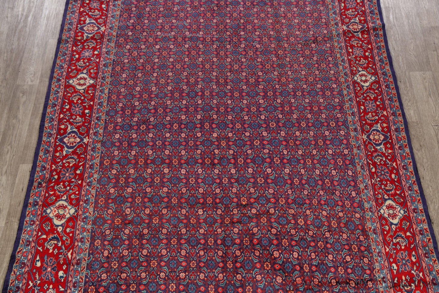 Vintage All-Over Navy Blue Sarouk Persian Area Rug 7x11