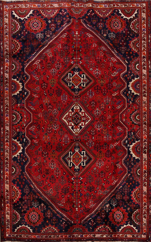 Vegetable Dye Tribal Geometric Abadeh Persian Area Rug 7x11
