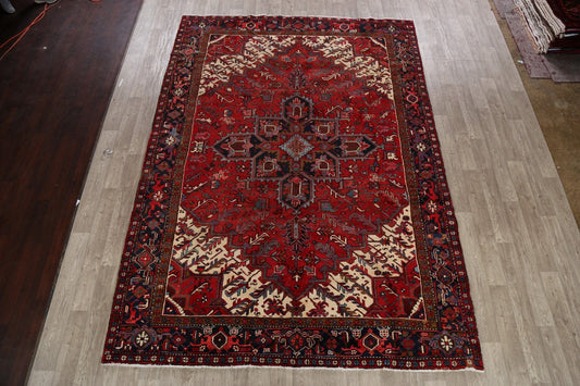 Vintage Geometric Red Heriz Persian Area Rug 8x12