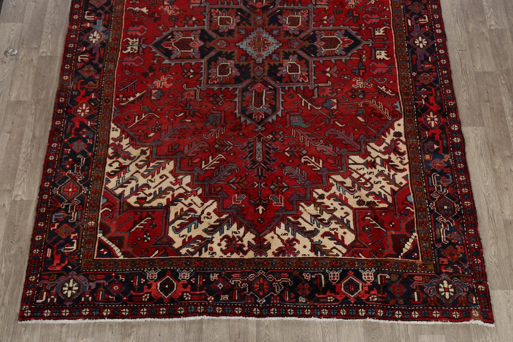 Vintage Geometric Red Heriz Persian Area Rug 8x12