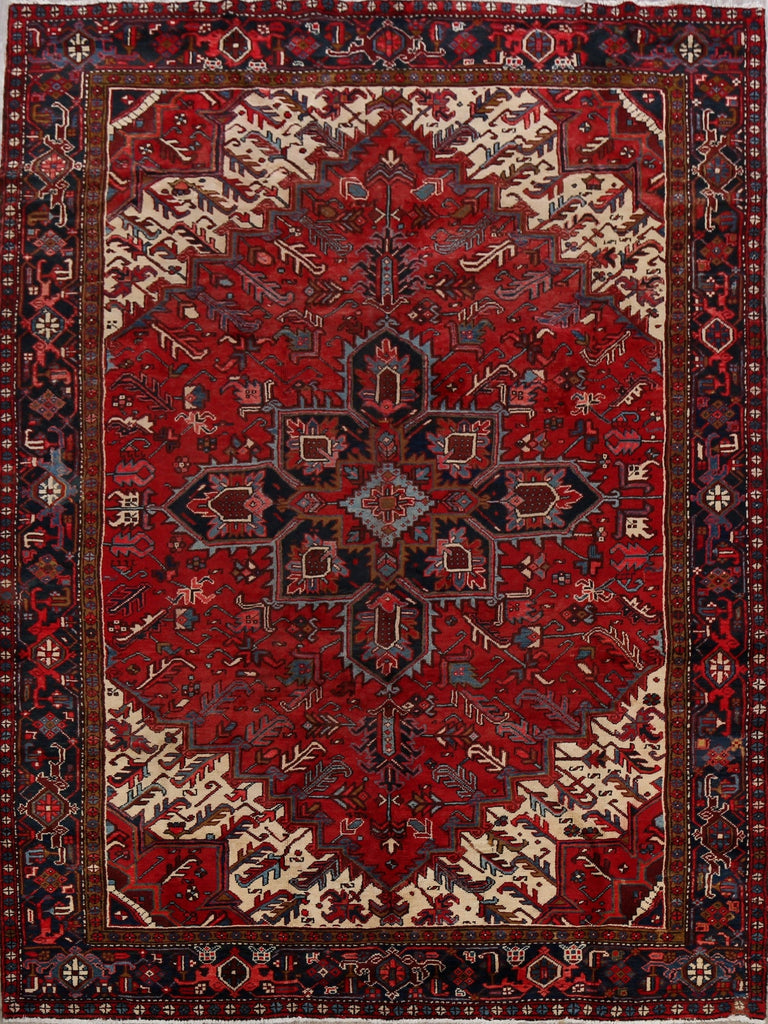 Vintage Geometric Red Heriz Persian Area Rug 8x12