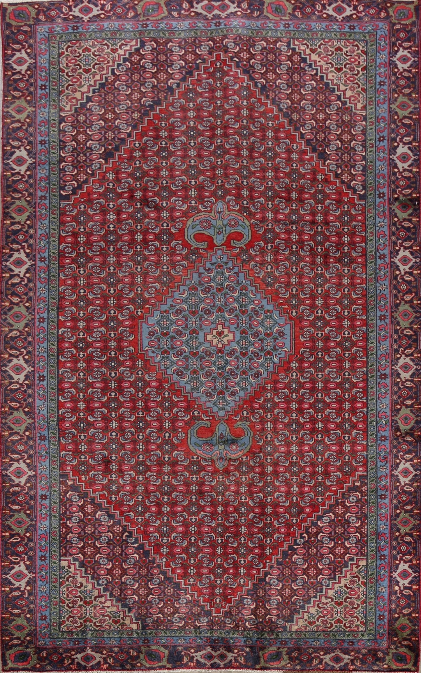 Geometric Red Ardebil Persian Area Rug 6x10