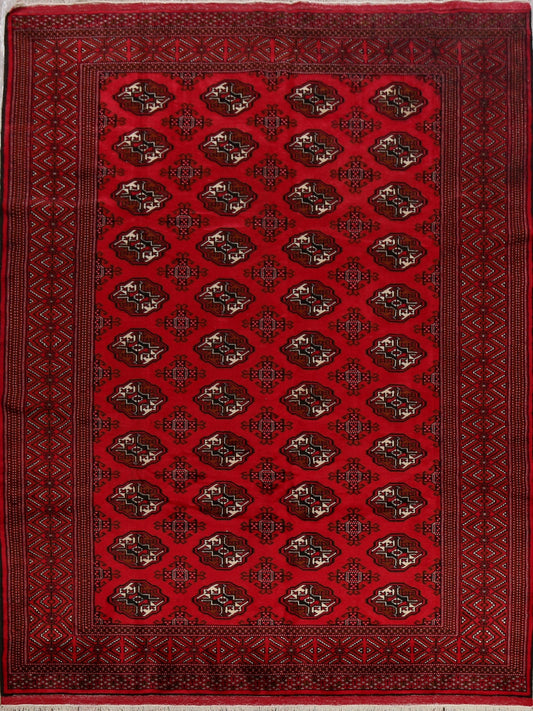 Geometric Red Bokhara Persian Area Rug 7x10