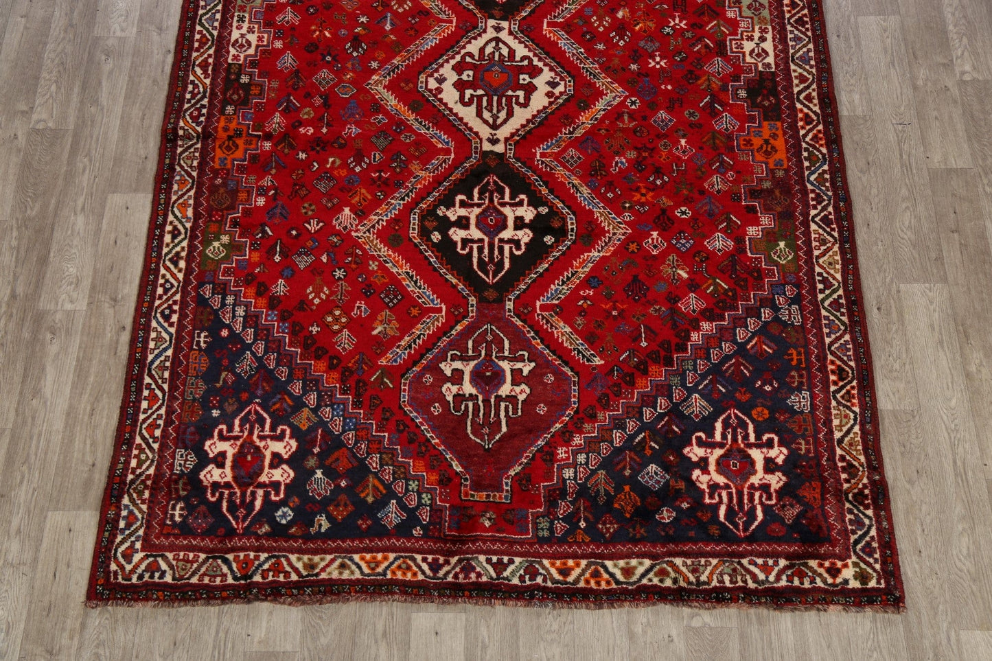 Vintage Tribal Geometric Shiraz Persian Area Rug 7x10