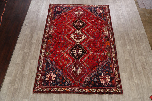 Vintage Tribal Geometric Shiraz Persian Area Rug 7x10