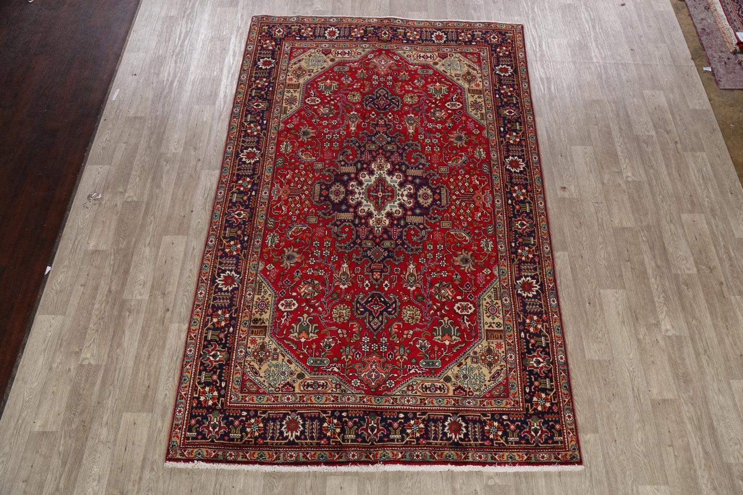 Geometric Red Tabriz Persian Area Rug 6x10