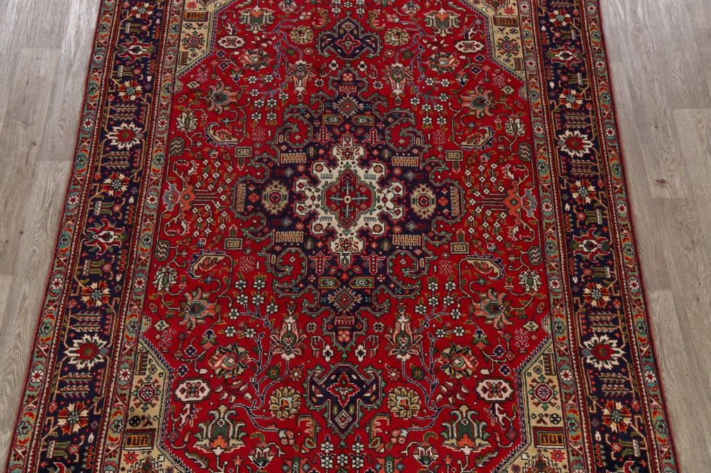 Geometric Red Tabriz Persian Area Rug 6x10