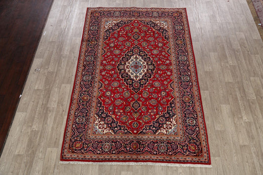 Traditional Floral Red Kashan Persian Area Rug 7x10