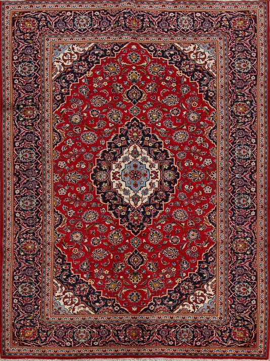 Traditional Floral Red Kashan Persian Area Rug 7x10