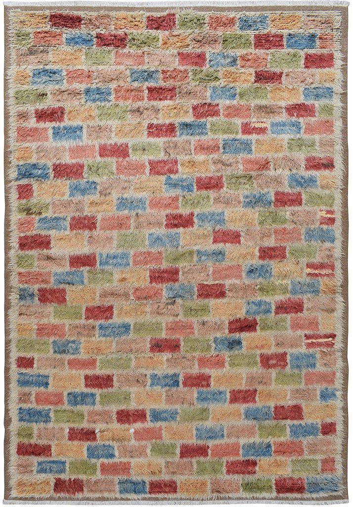 Checkered Plush Shaggy Moroccan Area Rug 8x11