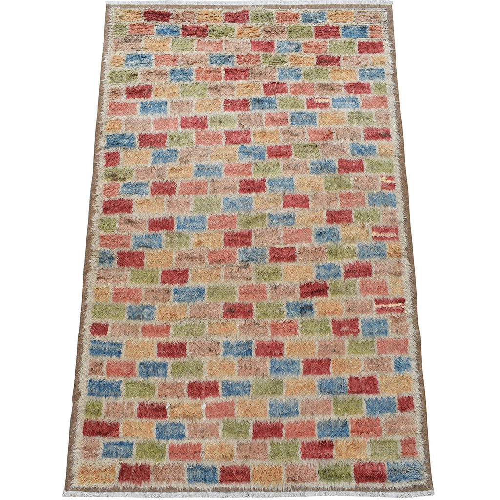 Checkered Plush Shaggy Moroccan Area Rug 8x11