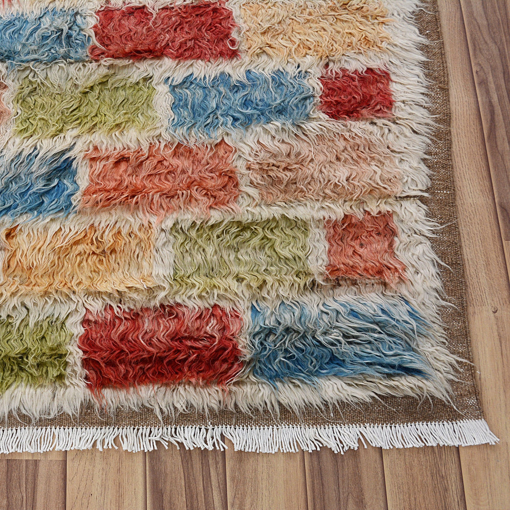 Checkered Plush Shaggy Moroccan Area Rug 8x11