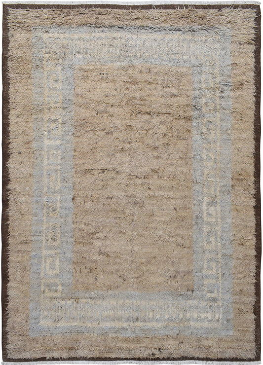 Thick Plush Bordered Shaggy Moroccan Area Rug 8x12