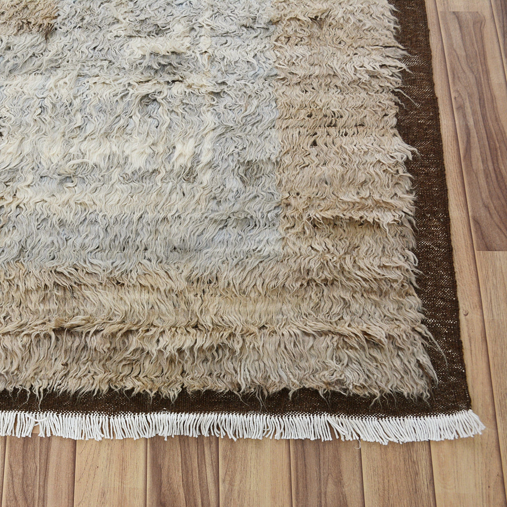 Thick Plush Bordered Shaggy Moroccan Area Rug 8x12