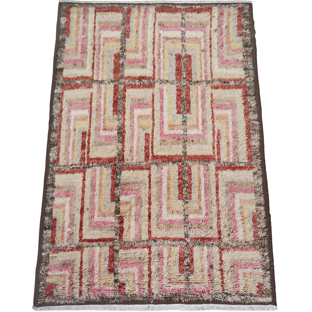 Thick Plush Geometric Shaggy Moroccan Area Rug 9x11