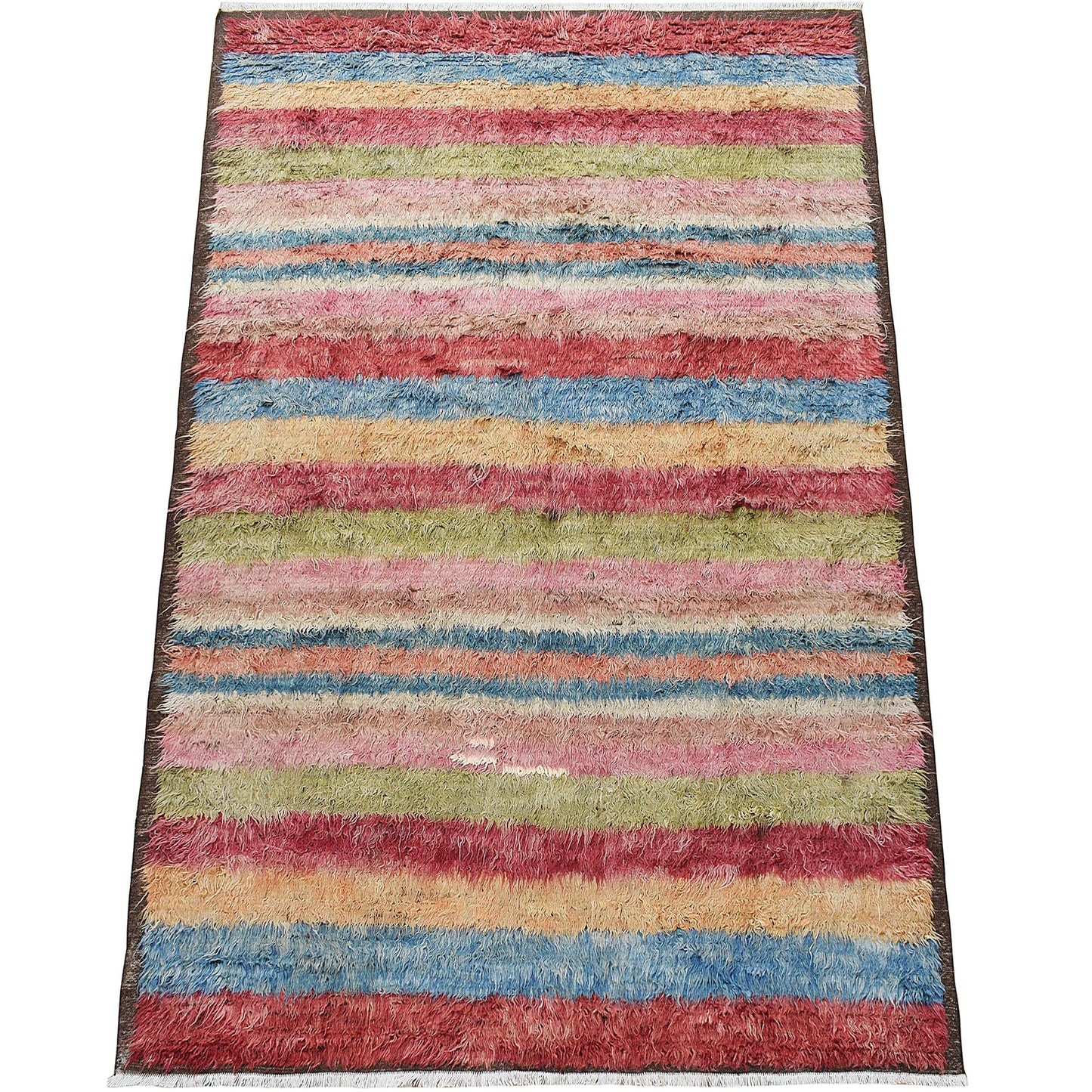 Striped Plush Shaggy Moroccan Area rug 8x11