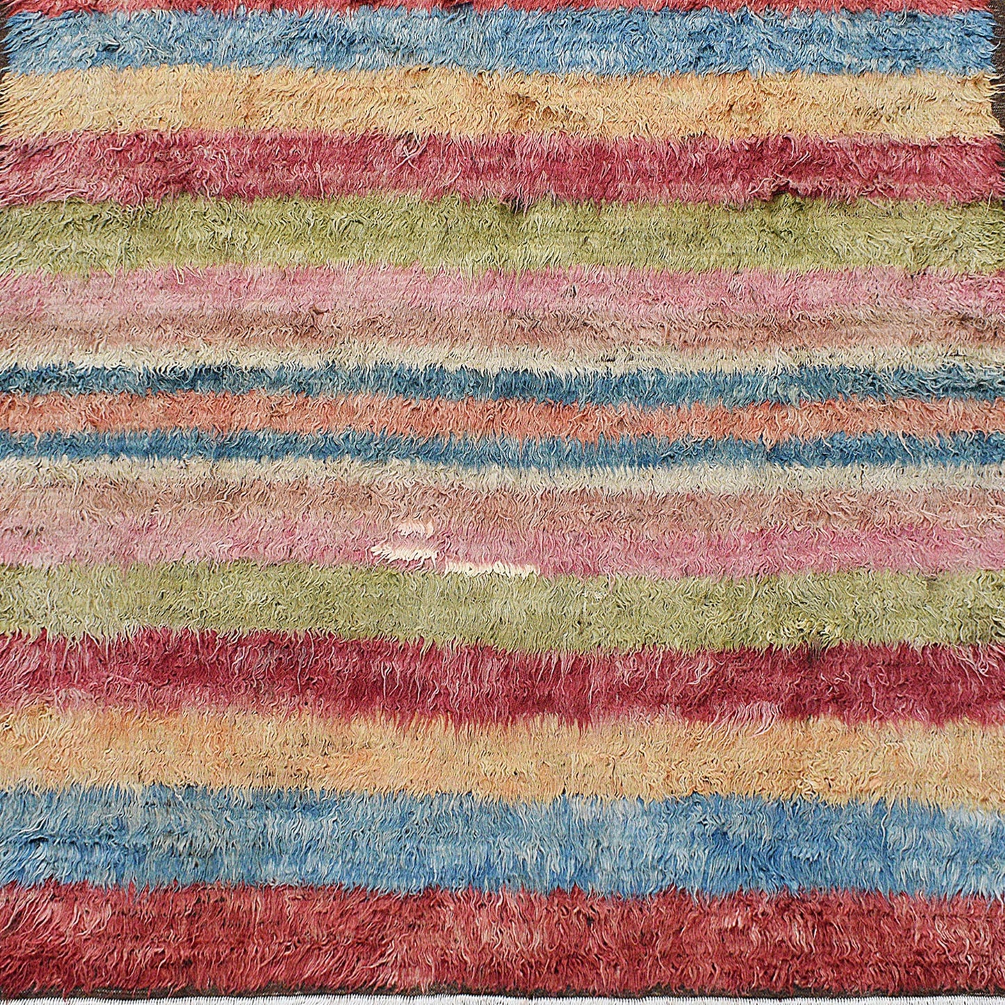 Striped Plush Shaggy Moroccan Area rug 8x11