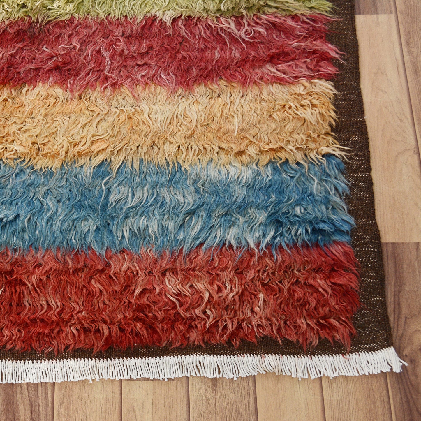 Striped Plush Shaggy Moroccan Area rug 8x11