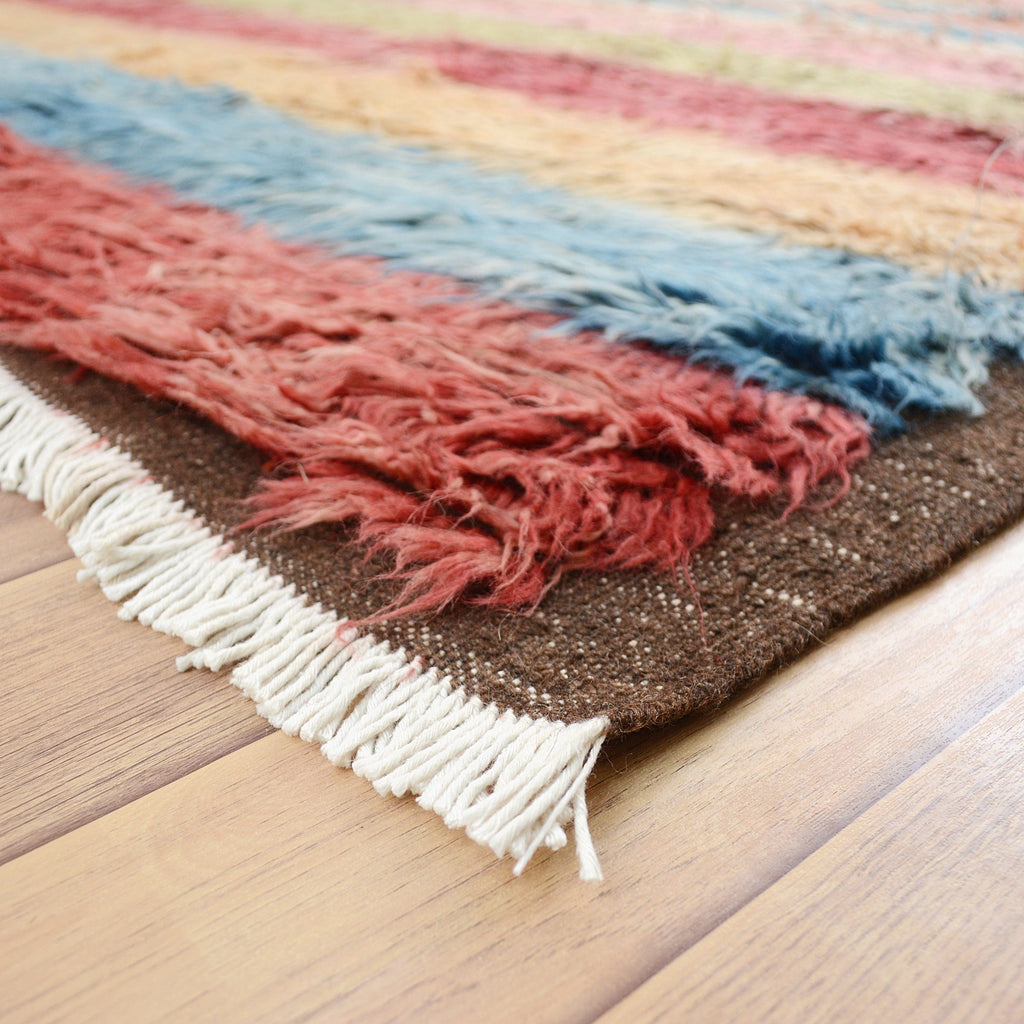 Striped Plush Shaggy Moroccan Area rug 8x11