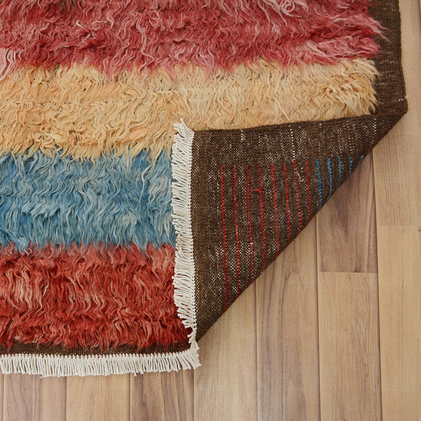 Striped Plush Shaggy Moroccan Area rug 8x11