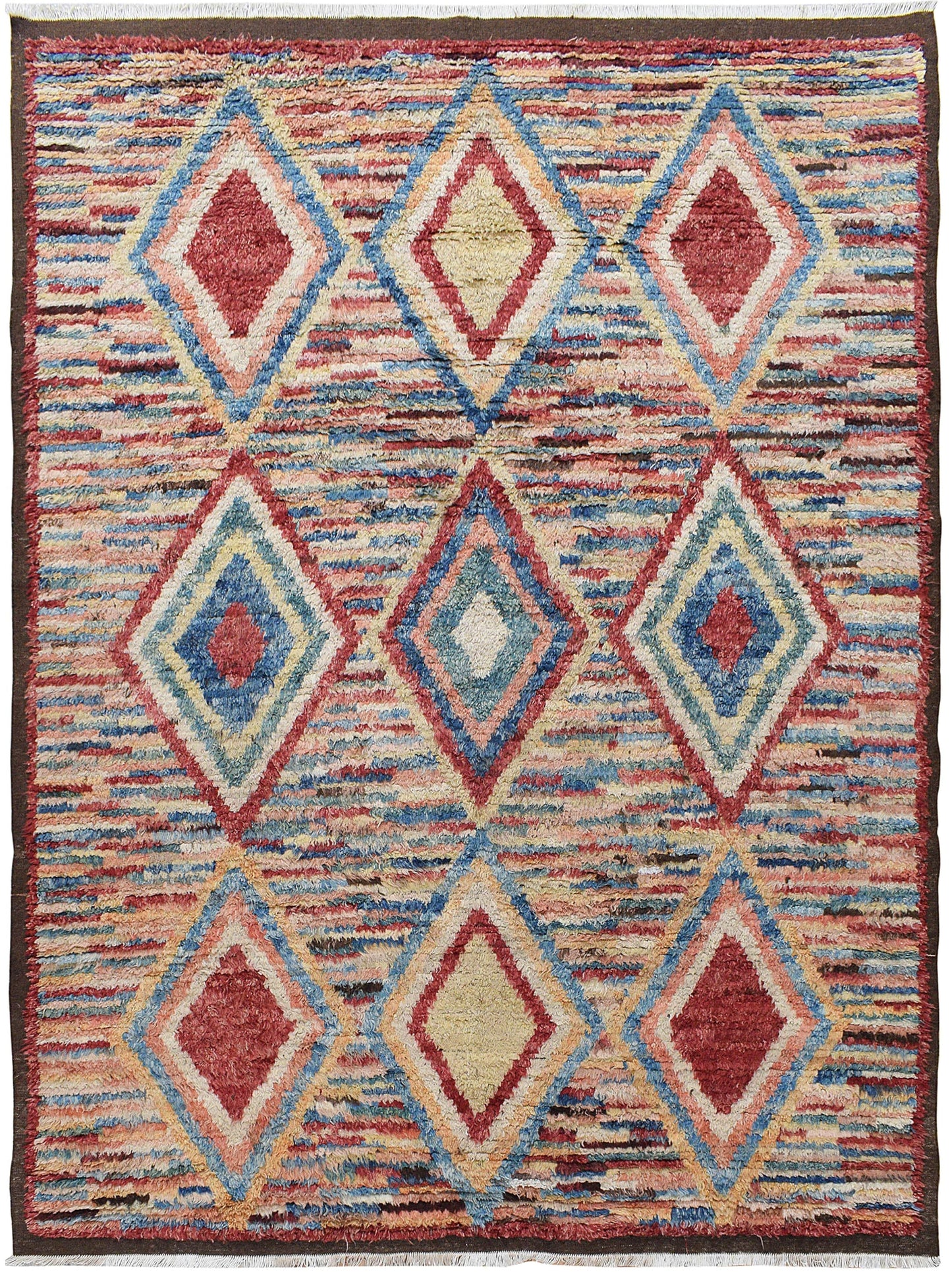 Thick Plush Geometric Shaggy Moroccan Area Rug 8x11