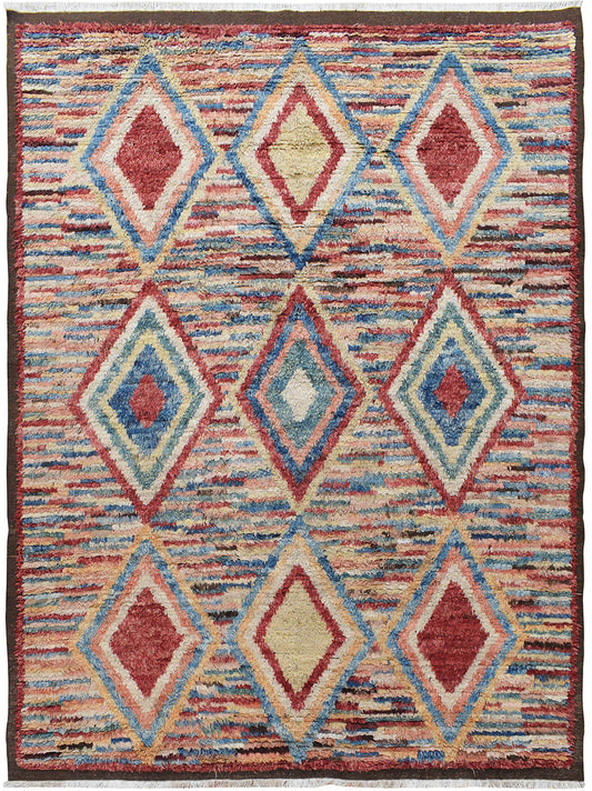 Thick Plush Geometric Shaggy Moroccan Area Rug 8x11