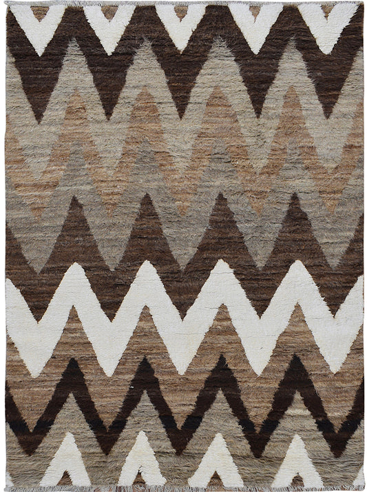 Thick Plush Chevron Shaggy Moroccan Area Rug 6x9