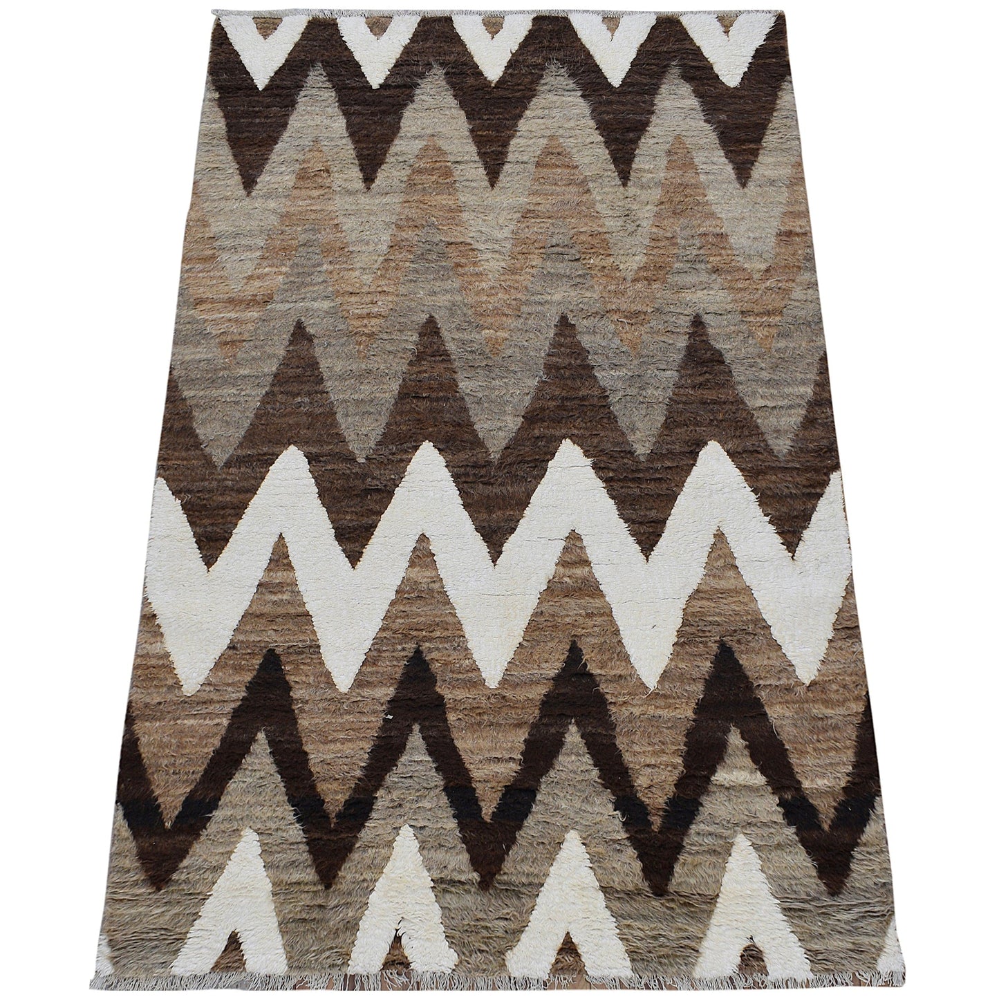 Thick Plush Chevron Shaggy Moroccan Area Rug 6x9