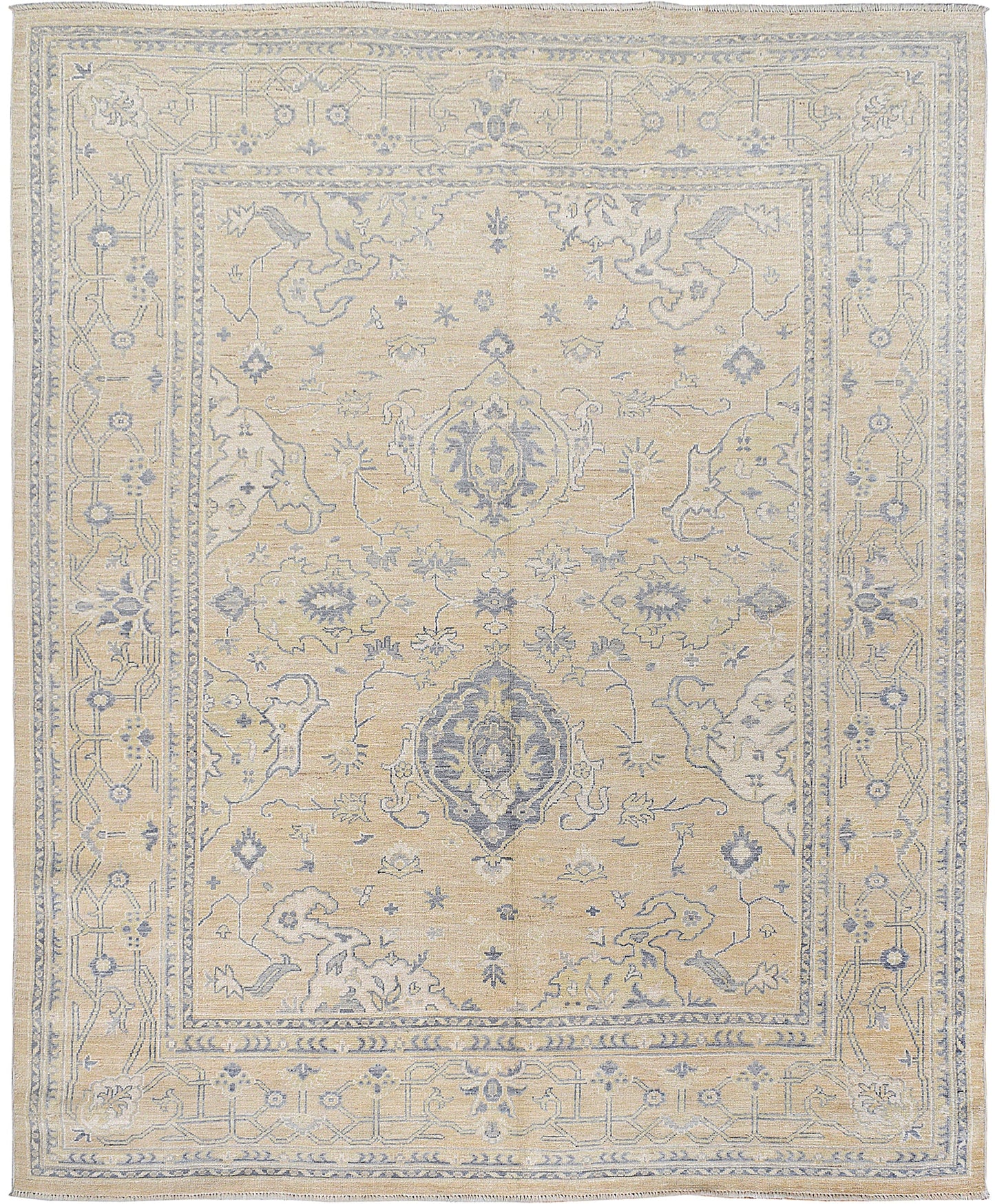 Muted Floral Oushak Turkish Area Rug 8x10