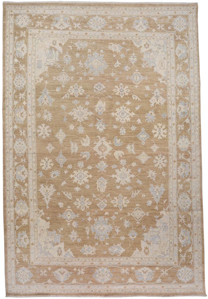 Muted Floral Oushak Turkish Area Rug 9x13