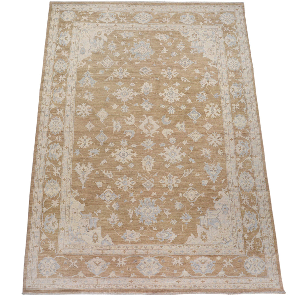 Muted Floral Oushak Turkish Area Rug 9x13