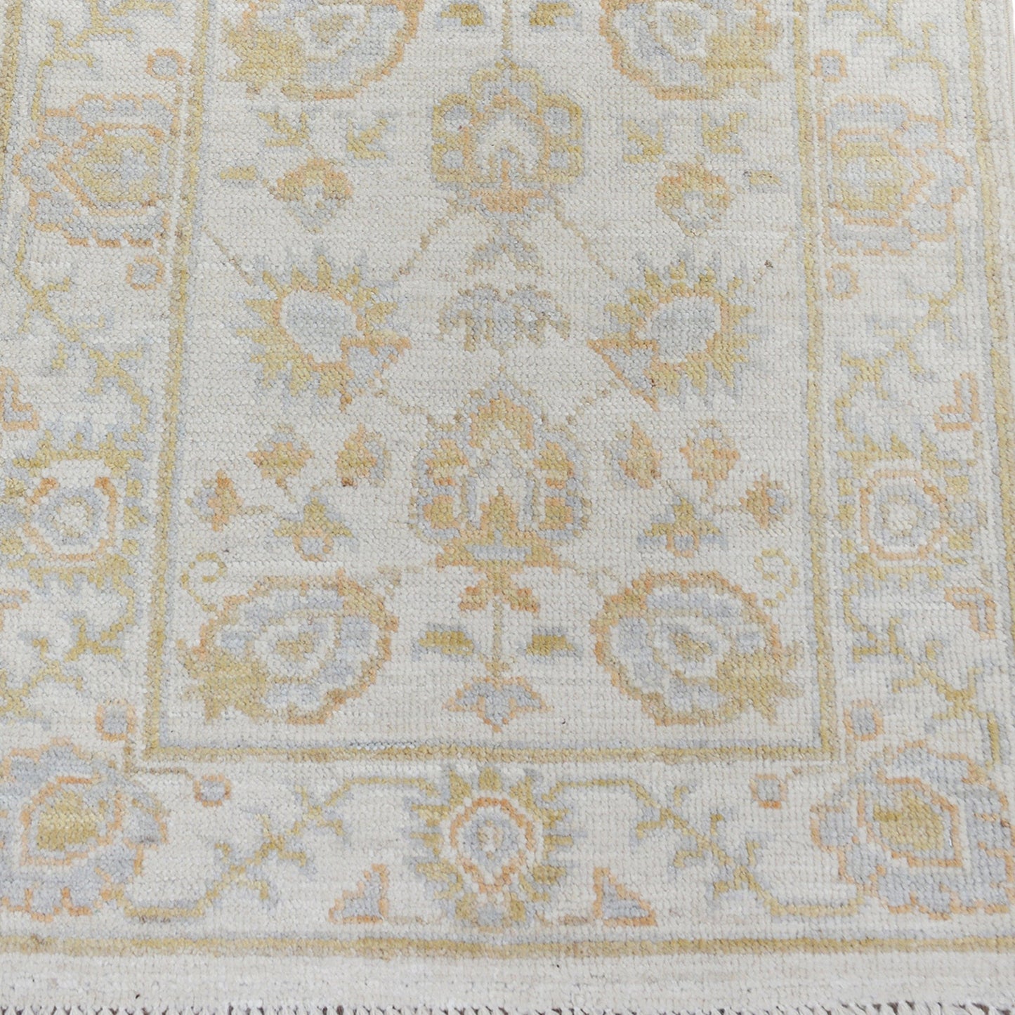 All-Over Floral Oushak Turkish Ivory Area Rug 2x3