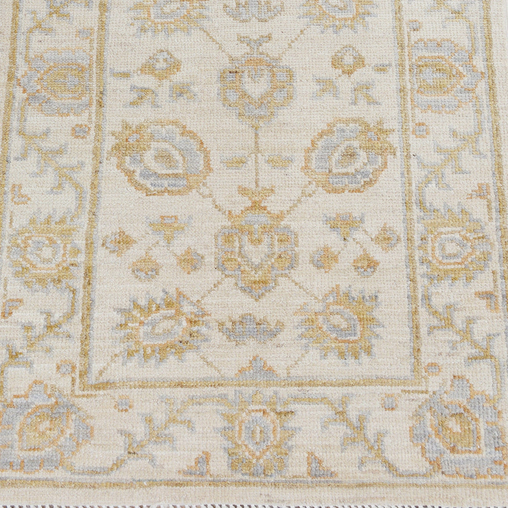 All-Over Floral Oushak Turkish Ivory Area Rug 2x3