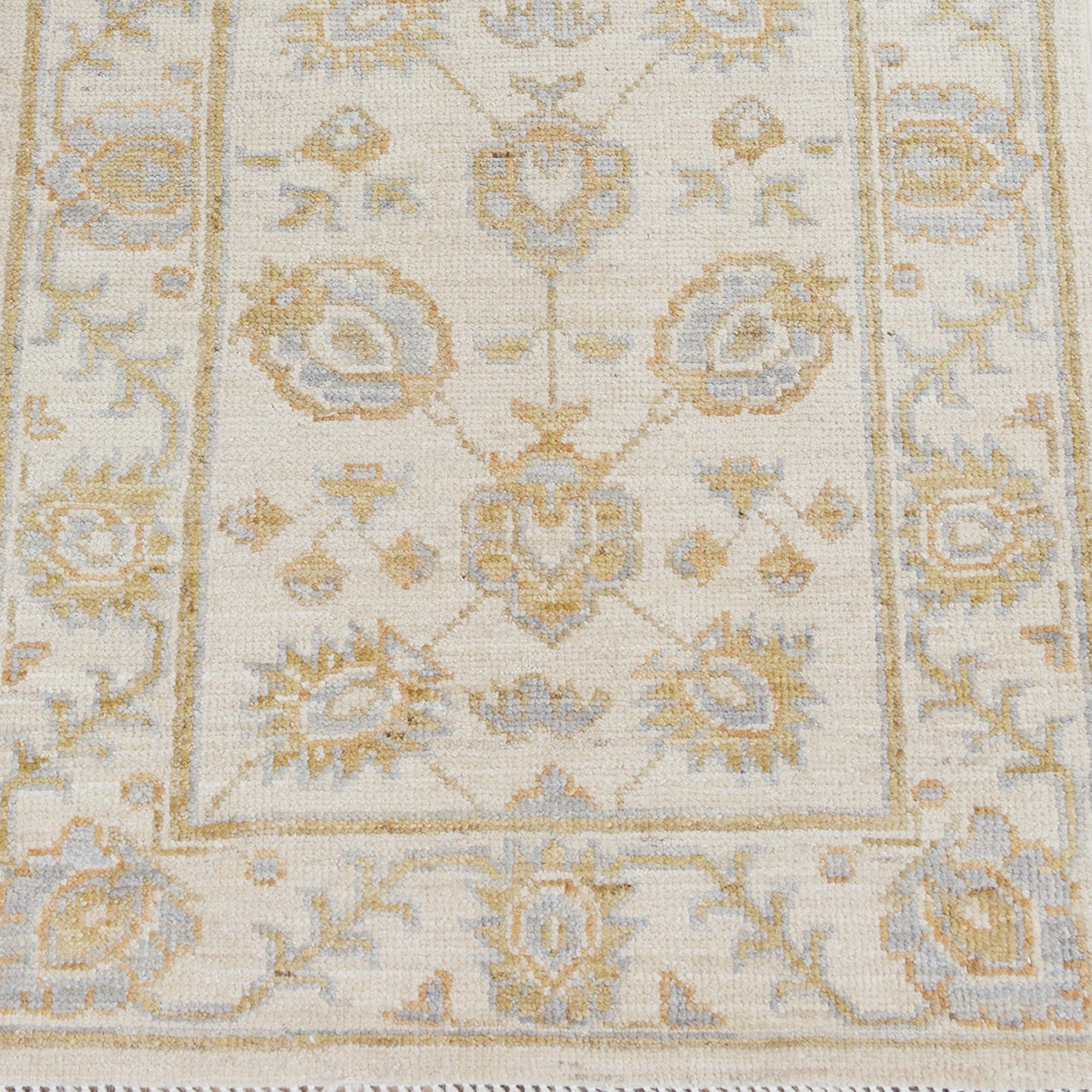 All-Over Floral Oushak Turkish Ivory Area Rug 2x3