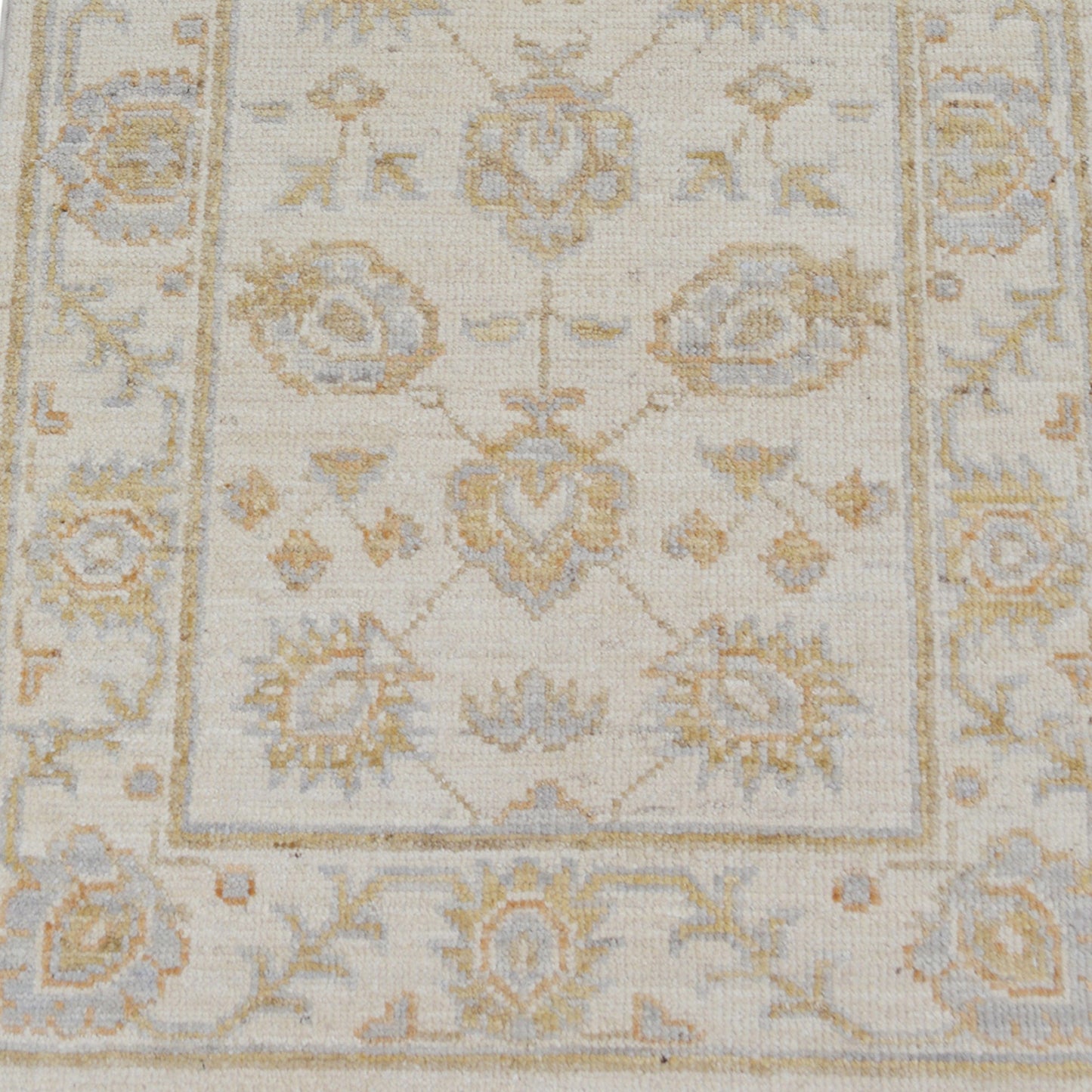 All-Over Floral Oushak Turkish Ivory Area Rug 2x3