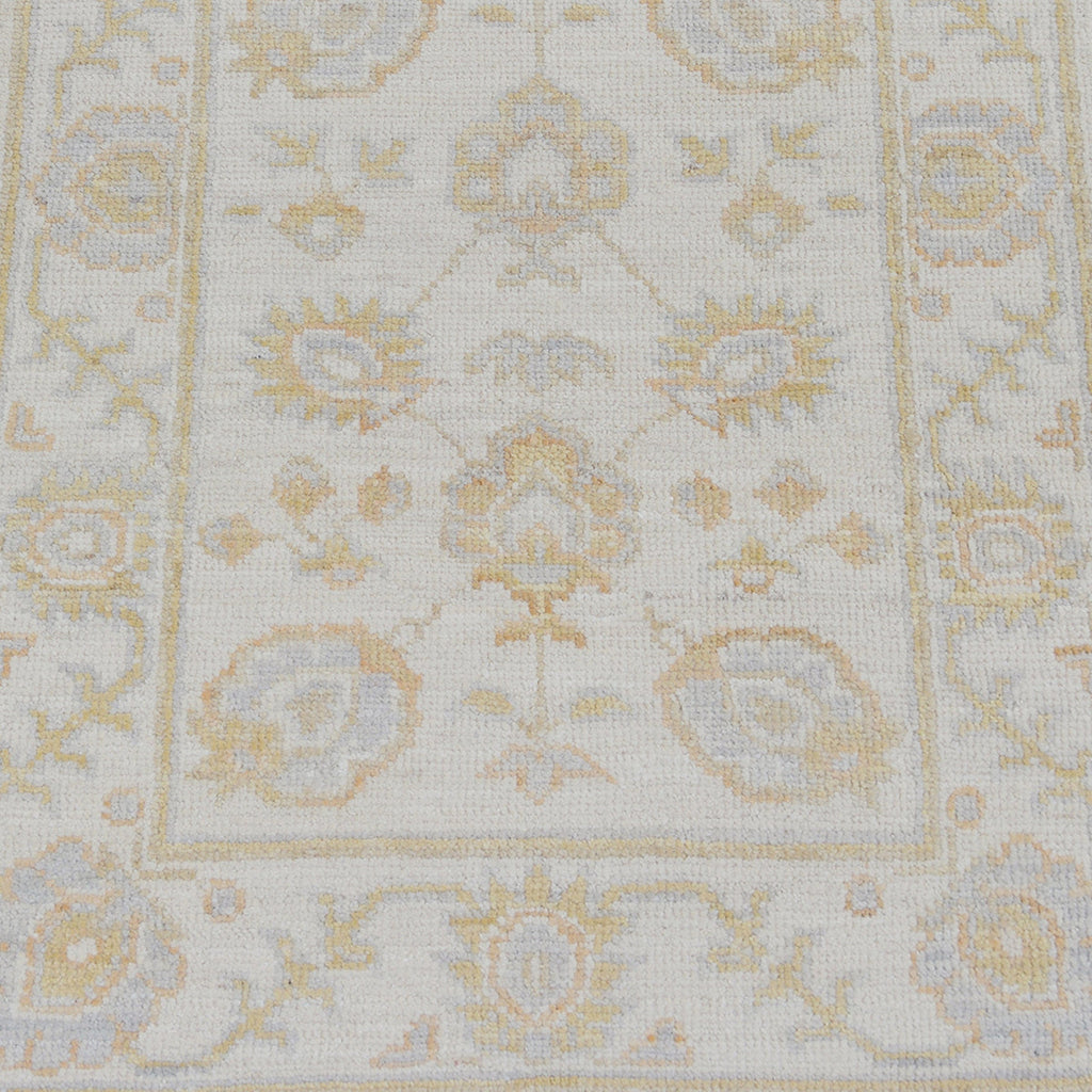 All-Over Floral Oushak Turkish Ivory Area Rug 2x3